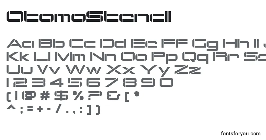 OtomoStencil-fontti – aakkoset, numerot, erikoismerkit