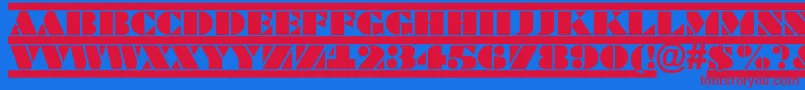 ABraggatituldcfr-Schriftart – Rote Schriften auf blauem Hintergrund