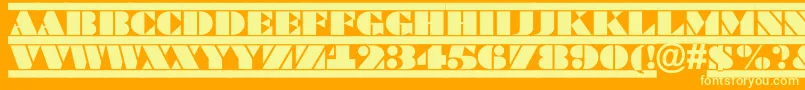 フォントABraggatituldcfr – オレンジの背景に黄色の文字