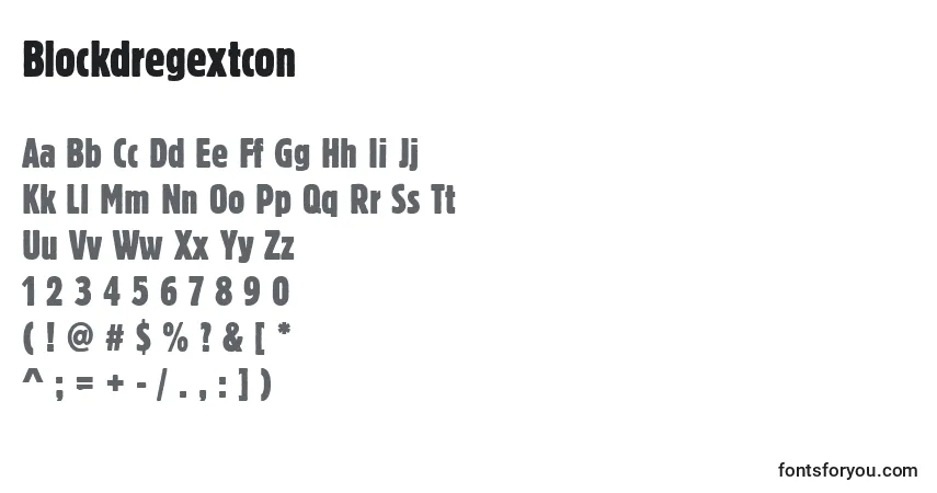 Schriftart Blockdregextcon – Alphabet, Zahlen, spezielle Symbole