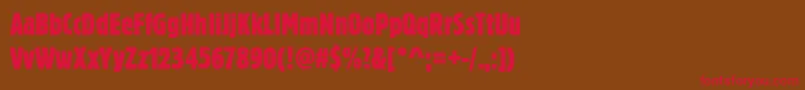 フォントBlockdregextcon – 赤い文字が茶色の背景にあります。