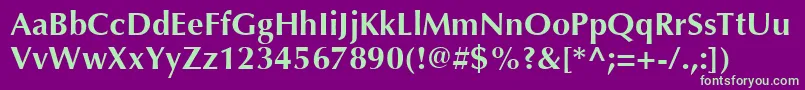 OptimaLtBold Font – Green Fonts on Purple Background