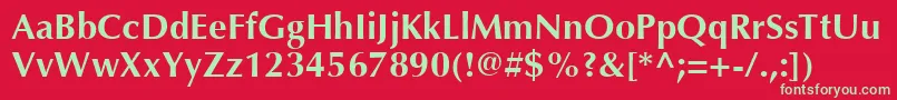 フォントOptimaLtBold – 赤い背景に緑の文字
