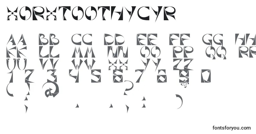 Police XorxToothyCyr - Alphabet, Chiffres, Caractères Spéciaux