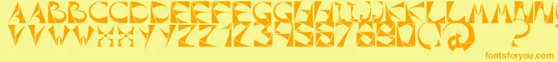 XorxToothyCyr-Schriftart – Orangefarbene Schriften auf gelbem Hintergrund
