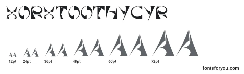 XorxToothyCyr Font Sizes