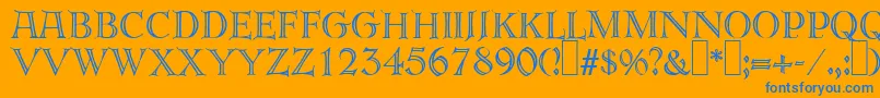 E820DecoRegular Font – Blue Fonts on Orange Background