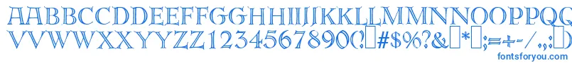 E820DecoRegular Font – Blue Fonts on White Background