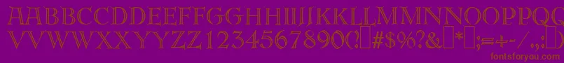 E820DecoRegular-Schriftart – Braune Schriften auf violettem Hintergrund