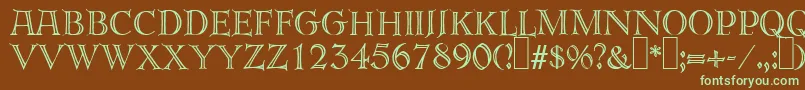 E820DecoRegular Font – Green Fonts on Brown Background