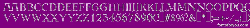 E820DecoRegular Font – Green Fonts on Purple Background