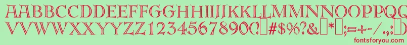 E820DecoRegular Font – Red Fonts on Green Background