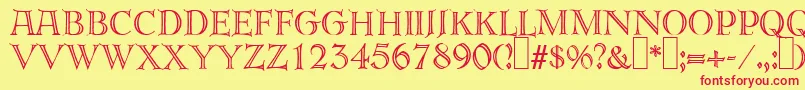 E820DecoRegular Font – Red Fonts on Yellow Background