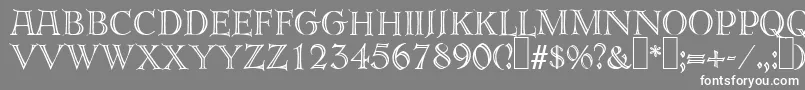 フォントE820DecoRegular – 灰色の背景に白い文字