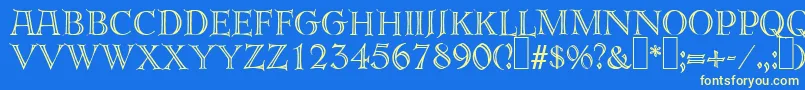 E820DecoRegular Font – Yellow Fonts on Blue Background