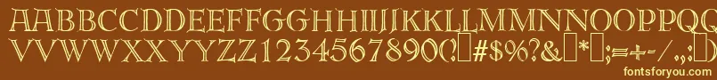 E820DecoRegular Font – Yellow Fonts on Brown Background