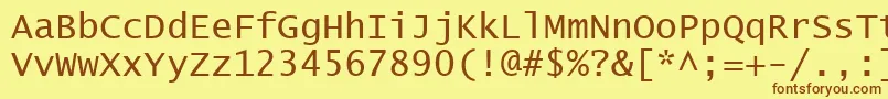 LucidaConsole-fontti – ruskeat fontit keltaisella taustalla