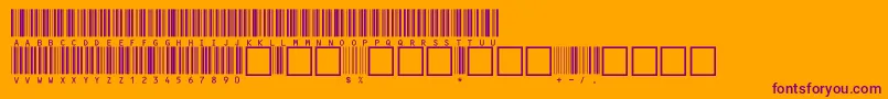 V100020-fontti – violetit fontit oranssilla taustalla