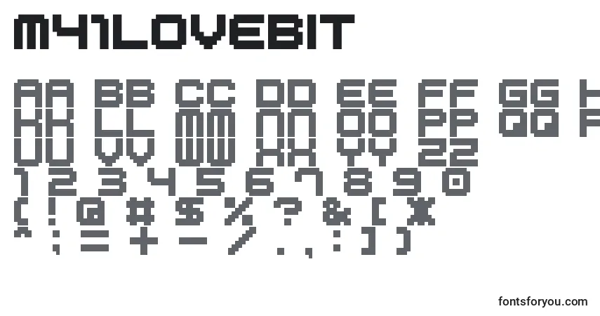 Czcionka M41Lovebit – alfabet, cyfry, specjalne znaki