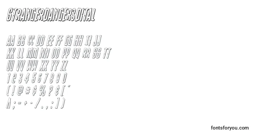 Czcionka Strangerdanger3Dital – alfabet, cyfry, specjalne znaki