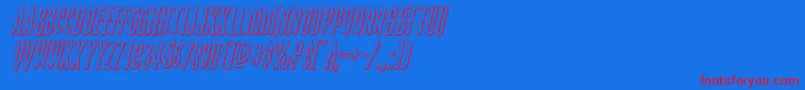 Strangerdanger3Dital-Schriftart – Rote Schriften auf blauem Hintergrund