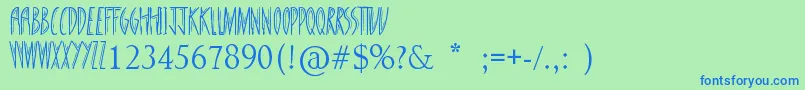 フォントStandingTall – 青い文字は緑の背景です。