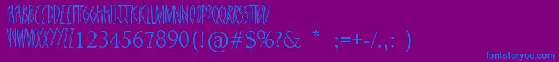 フォントStandingTall – 紫色の背景に青い文字