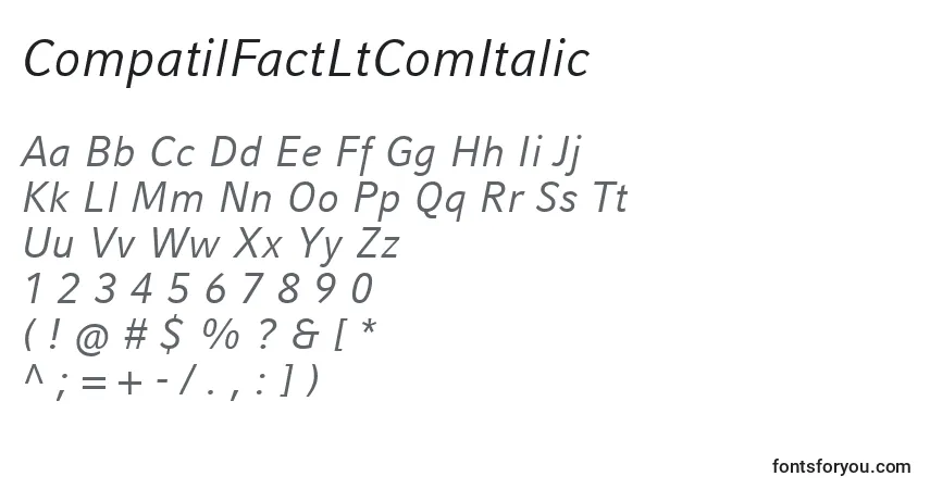 A fonte CompatilFactLtComItalic – alfabeto, números, caracteres especiais