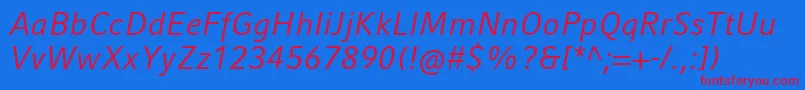 CompatilFactLtComItalic Font – Red Fonts on Blue Background