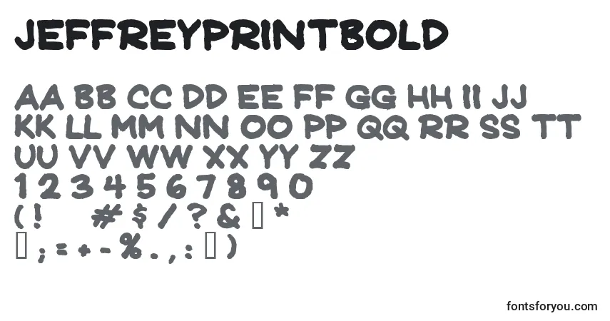 A fonte Jeffreyprintbold – alfabeto, números, caracteres especiais