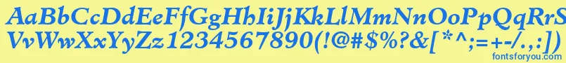 MinisterstdBolditalic Font – Blue Fonts on Yellow Background