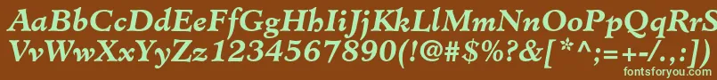 MinisterstdBolditalic-fontti – vihreät fontit ruskealla taustalla
