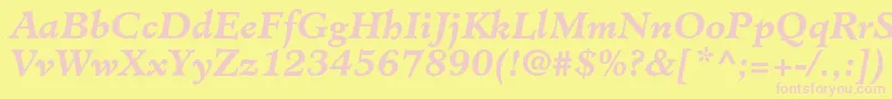 MinisterstdBolditalic-fontti – vaaleanpunaiset fontit keltaisella taustalla