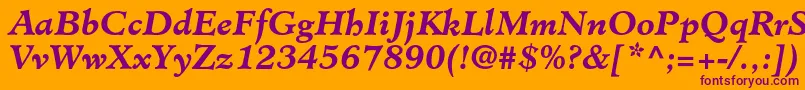 MinisterstdBolditalic-Schriftart – Violette Schriften auf orangefarbenem Hintergrund