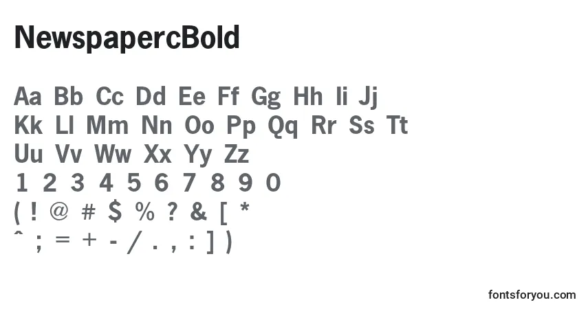 Шрифт NewspapercBold – алфавит, цифры, специальные символы