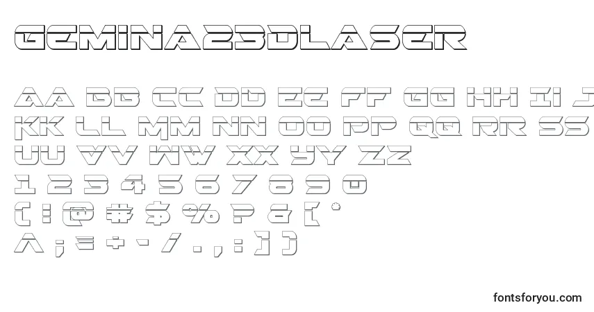 Czcionka Gemina23Dlaser – alfabet, cyfry, specjalne znaki