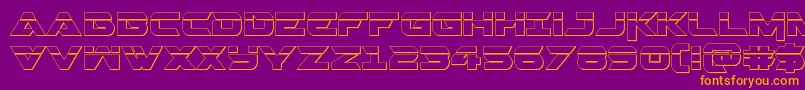 Gemina23Dlaser-Schriftart – Orangefarbene Schriften auf violettem Hintergrund