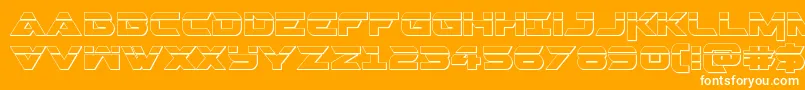 Gemina23Dlaser-Schriftart – Weiße Schriften auf orangefarbenem Hintergrund