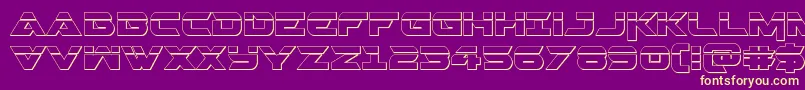 フォントGemina23Dlaser – 紫の背景に黄色のフォント