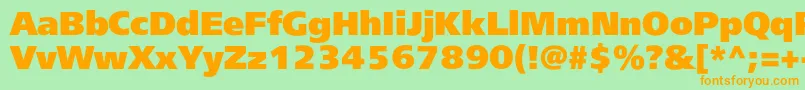 フォントFreesetblackc – オレンジの文字が緑の背景にあります。