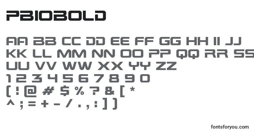 Fuente PbioBold - alfabeto, números, caracteres especiales