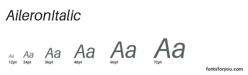 Размеры шрифта AileronItalic