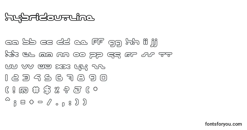 Fuente HybridOutline - alfabeto, números, caracteres especiales