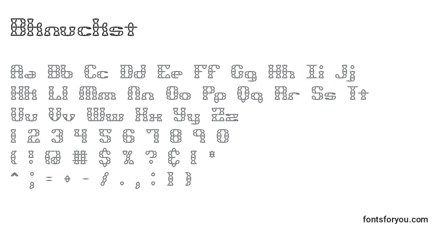 Шрифт Bknuckst – алфавит, цифры, специальные символы