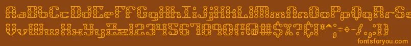 フォントBknuckst – オレンジ色の文字が茶色の背景にあります。
