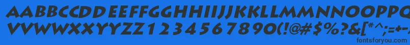LiddieblackItalic-Schriftart – Schwarze Schriften auf blauem Hintergrund