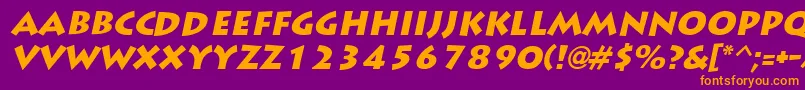 LiddieblackItalic-Schriftart – Orangefarbene Schriften auf violettem Hintergrund