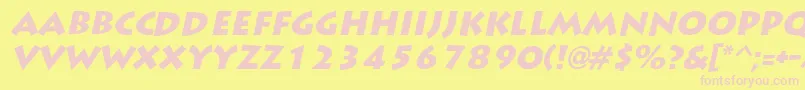 LiddieblackItalic-Schriftart – Rosa Schriften auf gelbem Hintergrund