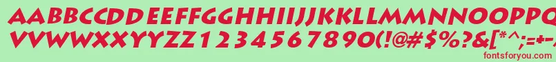 Fonte LiddieblackItalic – fontes vermelhas em um fundo verde