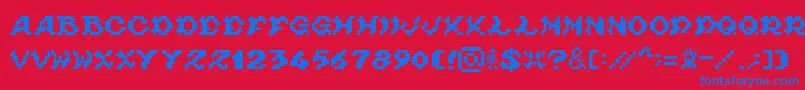 フォントGhouls.Ghosts.And.GoblinsFontvir.Us – 赤い背景に青い文字